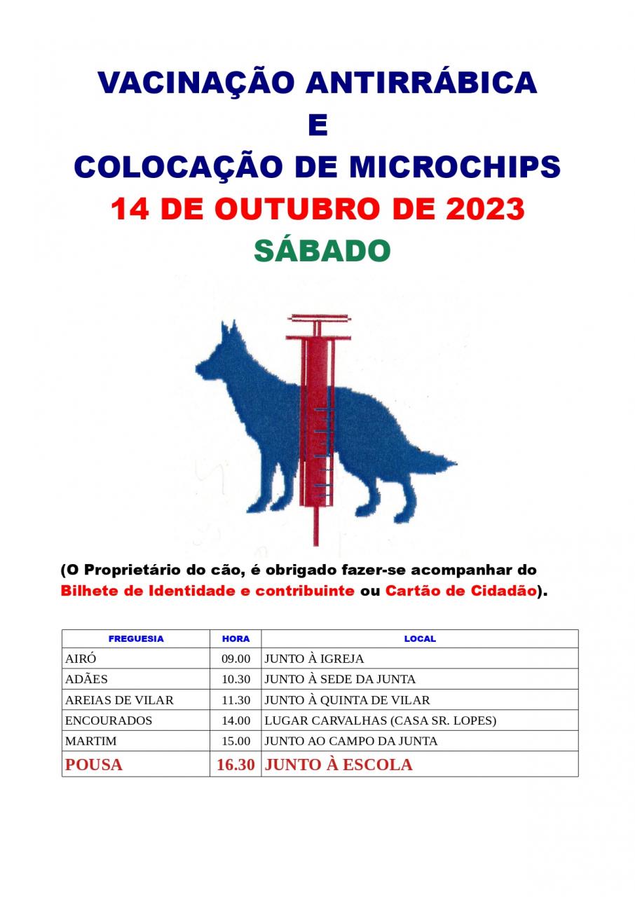 Vacinação antirrábica e colocação de microchips